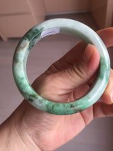 Load image into Gallery viewer, 57.7mm certified 100% natural type A sunny green/black jadeite jade bangle AU52-0234