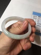 Load image into Gallery viewer, 47.5mm certified 100% natural Type A icy watery green white  oval jadeite jade bangle BP46-9356
