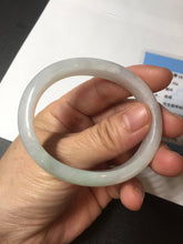 Load image into Gallery viewer, 47.5mm certified 100% natural Type A icy watery green white  oval jadeite jade bangle BP46-9356