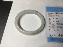 Load image into Gallery viewer, 47mm certified 100% natural Type A icy watery sunny green white oval jadeite jade bangle BP47-9362