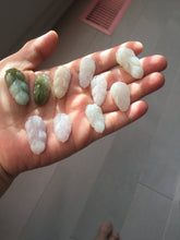 Load image into Gallery viewer, 100% natural type A icy watery white purple green jadeite jade  leaf pendant group F157