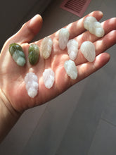 Load image into Gallery viewer, 100% natural type A icy watery white purple green jadeite jade  leaf pendant group F157