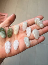 Load image into Gallery viewer, 100% natural type A icy watery white purple green jadeite jade  leaf pendant group F157