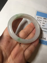 Load image into Gallery viewer, 47mm certified 100% natural Type A icy watery sunny green white oval jadeite jade bangle BP47-9362