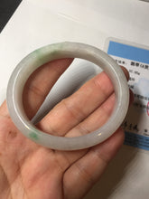 Load image into Gallery viewer, 47mm certified 100% natural Type A icy watery sunny green white oval jadeite jade bangle BP47-9362