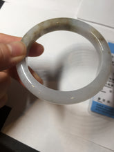 Load image into Gallery viewer, 57.5mm Certified Type A 100% Natural icy watery white purple black brown seaweeds and golden sand Jadeite Jade bangle H161-7033