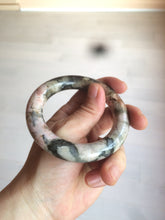 Load image into Gallery viewer, 53.4mm 100% natural pink/black time series(时光系列) round cut style rose stone (Rhodonite) bangle XY86