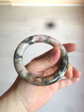 Load image into Gallery viewer, 53.4mm 100% natural pink/black time series(时光系列) round cut style rose stone (Rhodonite) bangle XY86