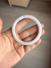 Load image into Gallery viewer, 54.6mm Certified Type A 100% Natural light green white round cut Jadeite Jade bangle AU50-0240