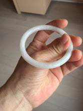 Load image into Gallery viewer, 54.6mm Certified Type A 100% Natural light green white round cut Jadeite Jade bangle AU50-0240