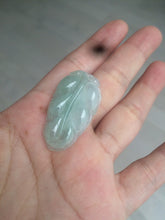 Load image into Gallery viewer, Certified type A 100% Natural icy watery green Jadeite Jade leaf pendant BH59-5-2611