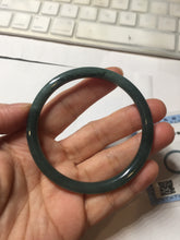 Load image into Gallery viewer, 57mm Certified Type A 100% Natural light green/blue/gray with black floating flowers Guatemala slim round cut Jadeite bangle BP213-1018