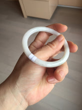 Load image into Gallery viewer, 54.6mm Certified Type A 100% Natural light green white round cut Jadeite Jade bangle AU50-0240
