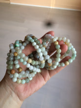 Load image into Gallery viewer, 7-7.6mm 100% natural type A green/white/yellow/brown jadeite jade beads bracelet KS90