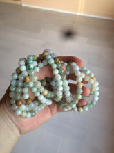 Load image into Gallery viewer, 7-7.6mm 100% natural type A green/white/yellow/brown jadeite jade beads bracelet KS90