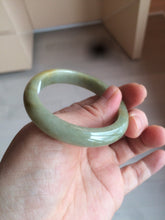 Load image into Gallery viewer, 49.5mm Certified Type A 100% Natural yellow/gray/green Jadeite Jade bangle AF80-5002