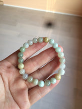 Load image into Gallery viewer, 7-7.6mm 100% natural type A green/white/yellow/brown jadeite jade beads bracelet KS90