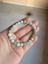 Load image into Gallery viewer, 7-7.6mm 100% natural type A green/white/yellow/brown jadeite jade beads bracelet KS90