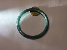 Load image into Gallery viewer, 57mm Certified Type A 100% Natural light green/blue/gray with black floating flowers Guatemala slim round cut Jadeite bangle BP213-1018