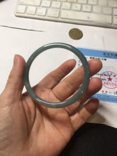 Load image into Gallery viewer, 58.8mm Certified Type A 100% Natural light green/blue/gray Guatemala slim round cut Jadeite bangle BP214-3802