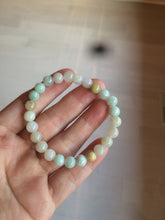 Load image into Gallery viewer, 7-7.6mm 100% natural type A green/white/yellow/brown jadeite jade beads bracelet KS90