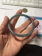 Load image into Gallery viewer, 58.8mm Certified Type A 100% Natural light green/blue/gray Guatemala slim round cut Jadeite bangle BP214-3802