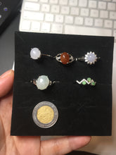 Load image into Gallery viewer, 100% natural type A icy watery light green sunny green brown red clear four-prong jadeite jade ring group PC9
