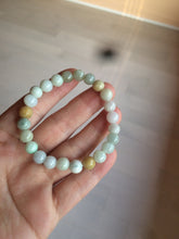 Load image into Gallery viewer, 7-7.6mm 100% natural type A green/white/yellow/brown jadeite jade beads bracelet KS90