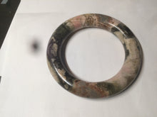 Load image into Gallery viewer, 53.4mm 100% natural pink/black time series(时光系列) round cut style rose stone (Rhodonite) bangle XY86