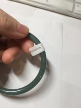 Load image into Gallery viewer, 55.5mm Certified Type A 100% Natural light green/blue/gray with black floating fowers Guatemala slim round cut Jadeite bangle BP215-(3790)