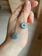 Load image into Gallery viewer, 12.5mm 100% Natural blue gray green safe and sound donut button Guatemala jadeite Jade dangling earring AM76