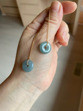 Load image into Gallery viewer, 12.5mm 100% Natural blue gray green safe and sound donut button Guatemala jadeite Jade dangling earring AM76
