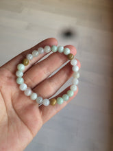 Load image into Gallery viewer, 7-7.6mm 100% natural type A green/white/yellow/brown jadeite jade beads bracelet KS90