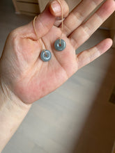 Load image into Gallery viewer, 12.5mm 100% Natural blue gray green safe and sound donut button Guatemala jadeite Jade dangling earring AM76