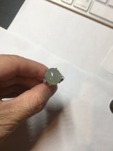 Load image into Gallery viewer, 100% natural type A icy watery light green gray four-prong jadeite jade ring BP137