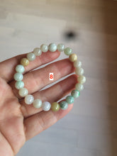 Load image into Gallery viewer, 7-7.6mm 100% natural type A green/white/yellow/brown jadeite jade beads bracelet KS90