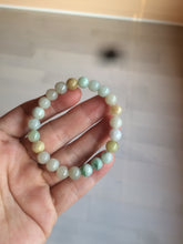 Load image into Gallery viewer, 7-7.6mm 100% natural type A green/white/yellow/brown jadeite jade beads bracelet KS90