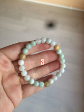 Load image into Gallery viewer, 7-7.6mm 100% natural type A green/white/yellow/brown jadeite jade beads bracelet KS90
