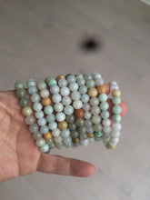 Load image into Gallery viewer, 7-7.6mm 100% natural type A green/white/yellow/brown jadeite jade beads bracelet KS90