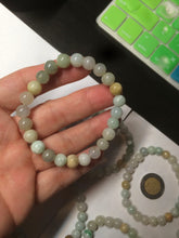Load image into Gallery viewer, 7-7.6mm 100% natural type A green/white/yellow/brown jadeite jade beads bracelet KS90