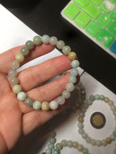 Load image into Gallery viewer, 7-7.6mm 100% natural type A green/white/yellow/brown jadeite jade beads bracelet KS90