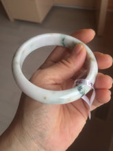 Load image into Gallery viewer, 59.6mm Certificated Type A 100% Natural White green red purplewith green floating flowers Jadeite Jade bangle G110-9546