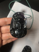 Load image into Gallery viewer, 100% Natural type A black jadeite jade(墨翠, mocui) Guanyin pendant BG31-2