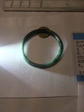 Load image into Gallery viewer, 61.5mm Certified Type A 100% Natural light green/blue/gray with black floating flowers Guatemala slim round cut Jadeite bangle BP217-3791