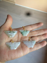 Load image into Gallery viewer, 100% Natural icy watery light green/white 3D Jadeite Jade butterfly pendant AF16