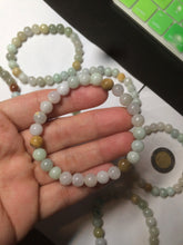 Load image into Gallery viewer, 7-7.6mm 100% natural type A green/white/yellow/brown jadeite jade beads bracelet KS90