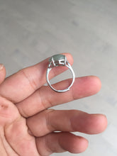 Load image into Gallery viewer, 100% natural type A icy watery light green gray four-prong jadeite jade ring BP137