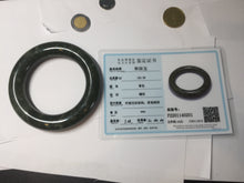 Load image into Gallery viewer, 59.5mm certified 100% Natural dark green/gray (nebula dust) chubby round cut nephrite Jade bangle HE101-0201