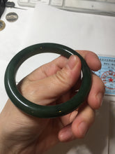 Load image into Gallery viewer, 54.7mm certified 100% Natural dark green black (碧玉) nephrite Jade bangle HN22-9135