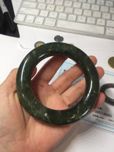 Load image into Gallery viewer, 59.5mm certified 100% Natural dark green/gray (nebula dust) chubby round cut nephrite Jade bangle HE101-0201